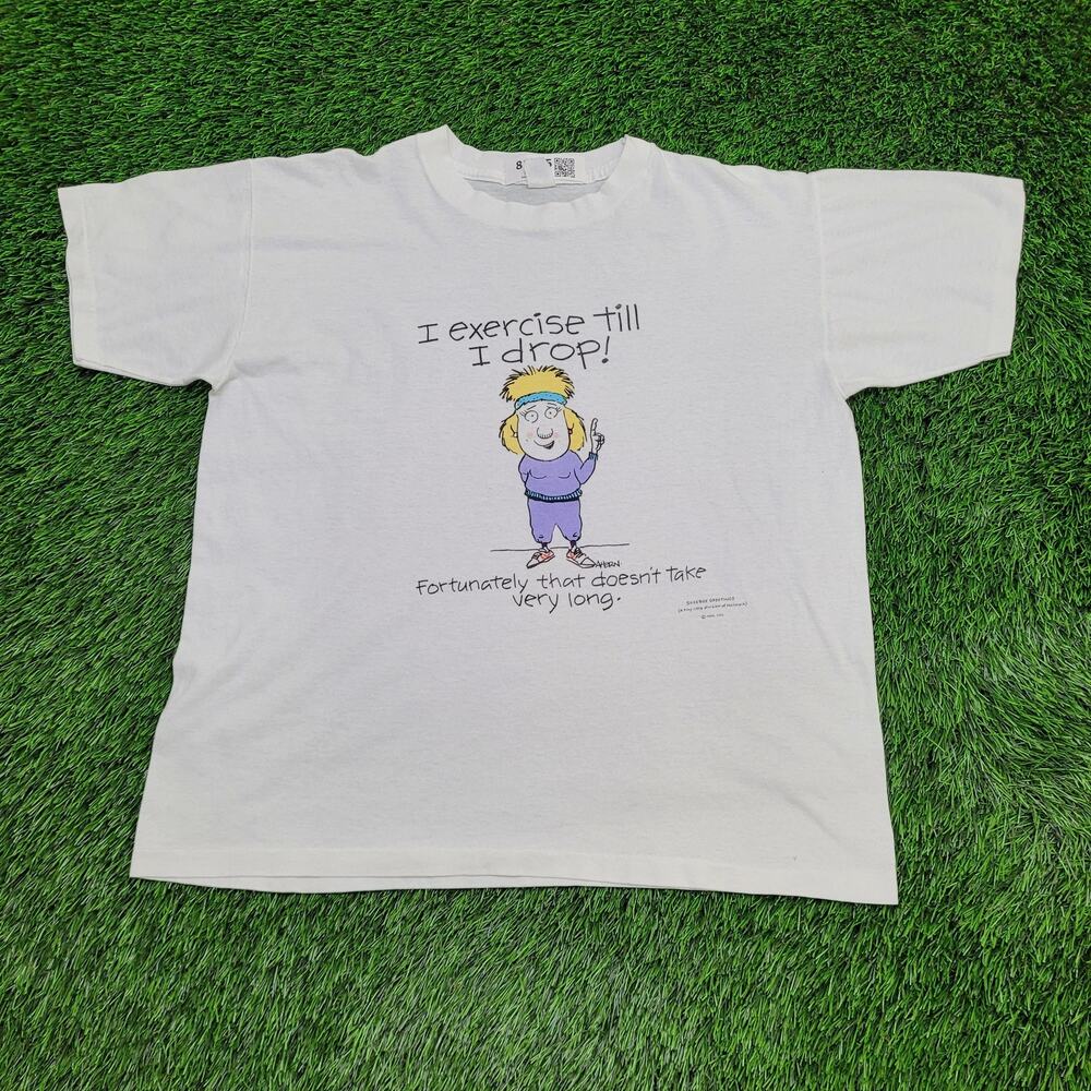 Vintage Funny Exercise Shirt Womens XL 22x24 White